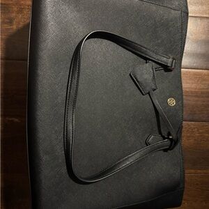 Tory Burch Black Leather Tote Bag